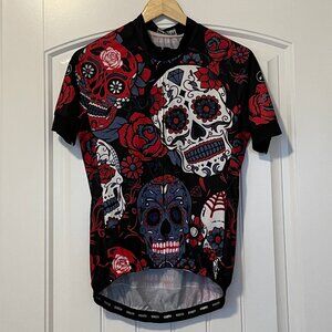 Weimostar Skulls Zip Up Cycling Top